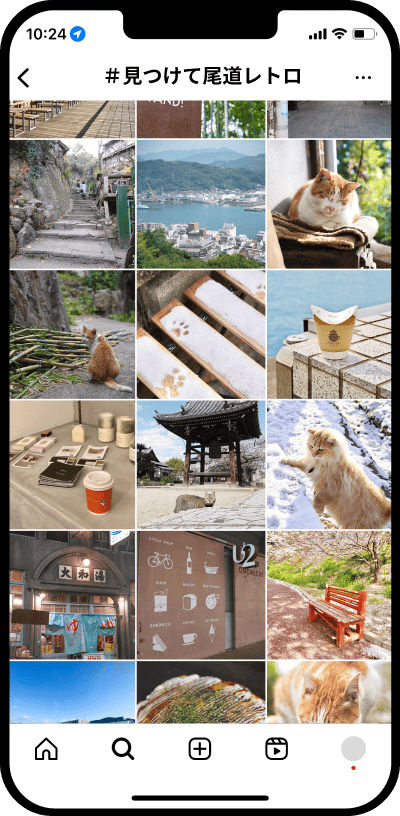 装飾:スマートフォンにインスタグラムの写真が写っています